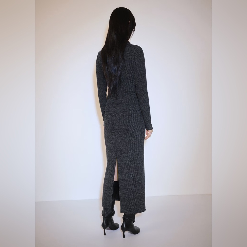 Mango grey knitted Co-ord set knitted jacket + skirt NWT - Picture 2 of 7